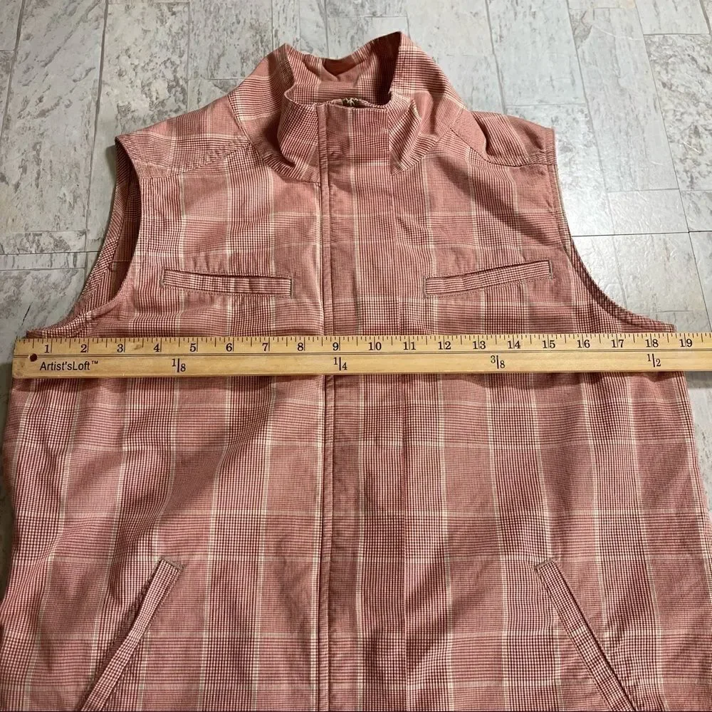 Christopher & Banks Red Cream Plaid Cotton Vest Size Small